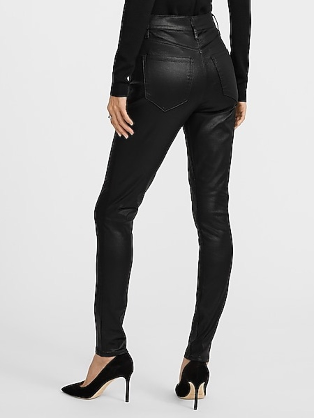 NWT Express High Waisted Black Coated Skinny Jeans